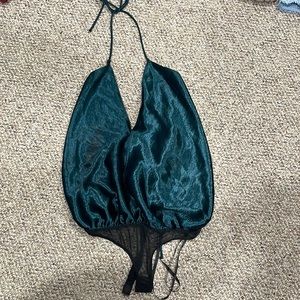 Satin dark teal bodysuit